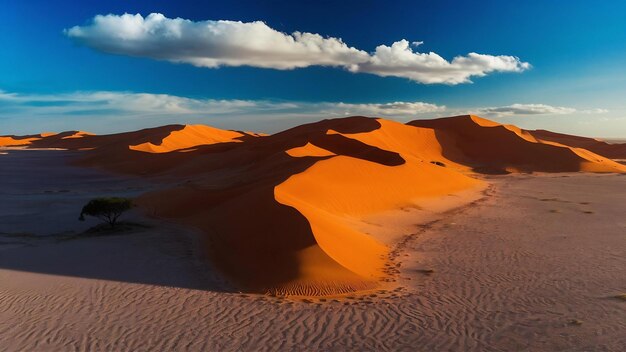 Hermosos paisajes de dunas de arena naranja en el desierto de Namib en el parque nacional de Namibnaukluft