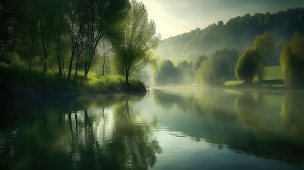 Hermosos paisajes escénicos con montañas en Europa IA generativa