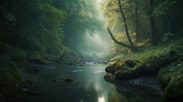 Hermosos paisajes escénicos con montañas en Europa IA generativa