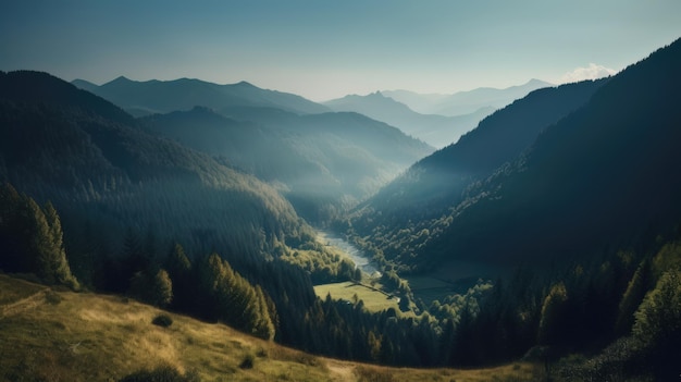 Hermosos paisajes escénicos con montañas en Europa IA generativa