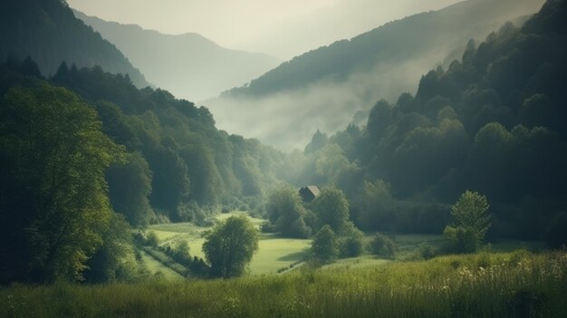 Hermosos paisajes escénicos con montañas en Europa IA generativa