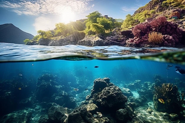 Hermosos paisajes del fascinante mundo submarino en la isla de bonaire