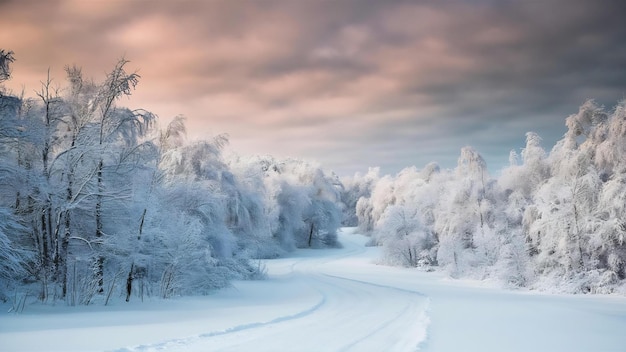 Hermosos paisajes de invierno con árboles cubiertos de nieve