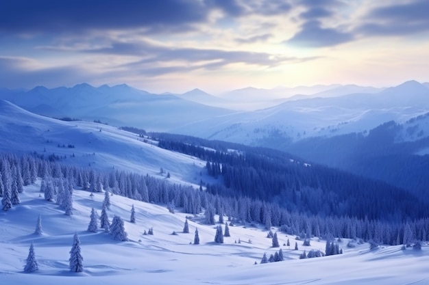 Hermosos paisajes de invierno en las montañas de los Cárpatos Ucrania
