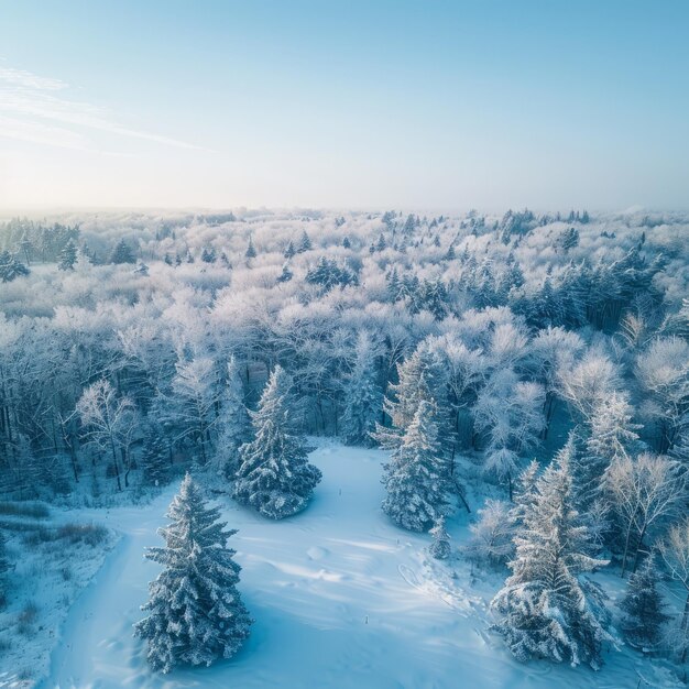 Hermosos paisajes de invierno nieve y abetos foto realista