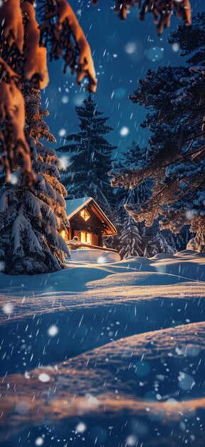 Hermosos paisajes de invierno nieve y abetos foto realista