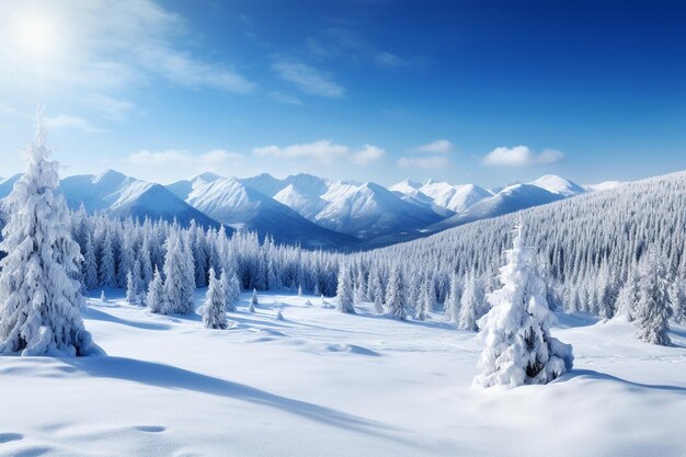 Foto hermosos paisajes de invierno con una valla de madera y árboles gruesos