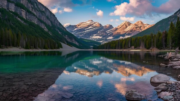 Hermosos paisajes del lago Esmeralda en el Parque Nacional Yoho, Columbia Británica, Canadá
