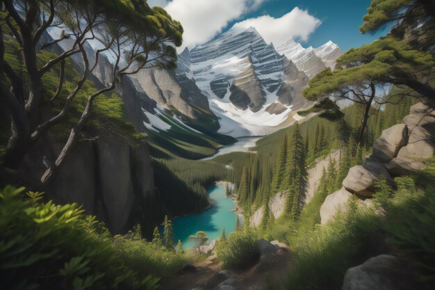 Foto hermosos paisajes del lago louise en el parque nacional banff