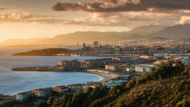 Hermosos paisajes con mar y ciudad