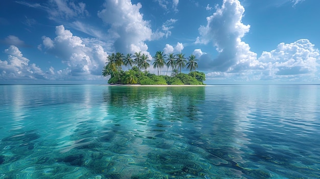 Hermosos paisajes marinos naturales tranquilos, vistas de verano brillantes de la isla paradisíaca, IA generativa.