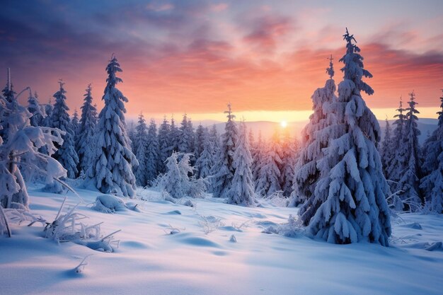 Hermosos paisajes naturales al aire libre con un grupo de ramas de árboles en la temporada de nieve de invierno