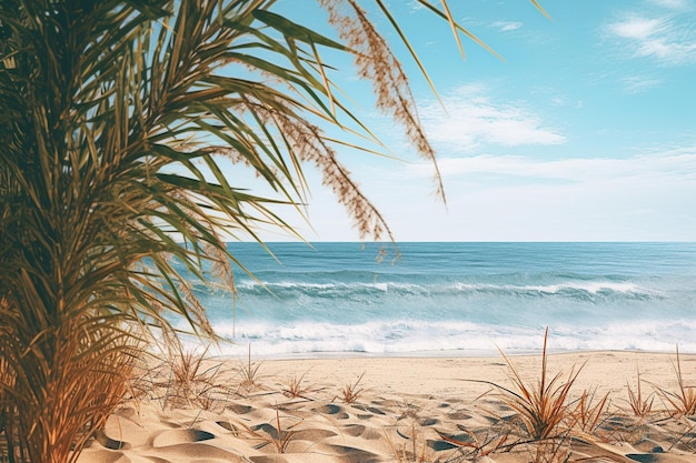 Hermosos paisajes naturales al aire libre de mar y playa con palma de coco
