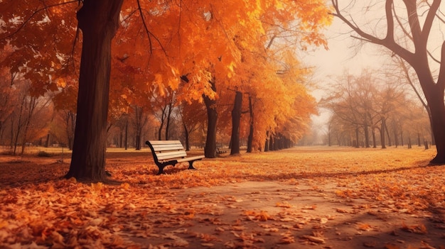 Hermosos paisajes de otoño con colorido follaje en el parque