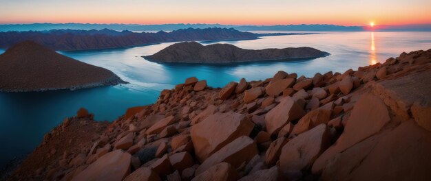 Hermosos paisajes pintorescos de una cordillera al amanecer IA generativa