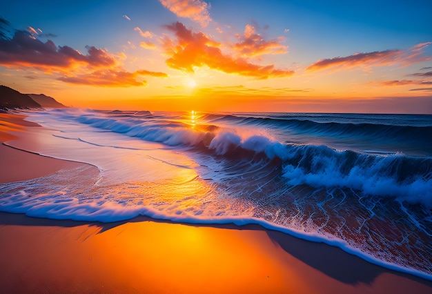 Hermosos paisajes de playa al atardecer