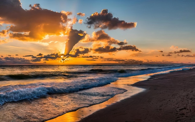 Hermosos paisajes con sol radiante generados por la IA