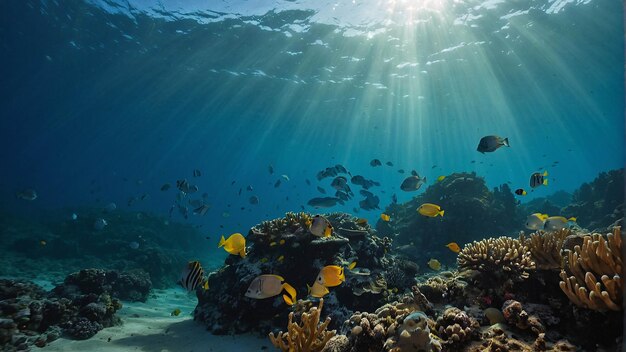 Hermosos paisajes submarinos bajo el mar