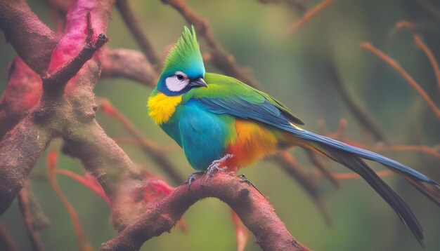 Foto hermosos pájaros en el árbol de flores rosas brunch