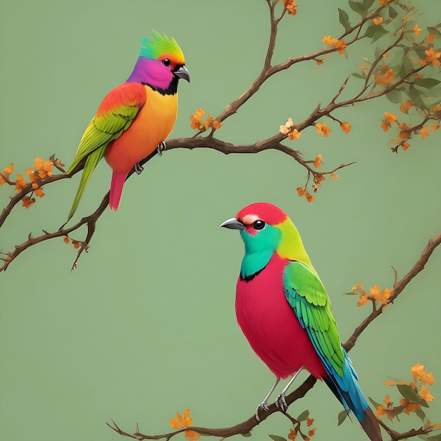 hermosos pájaros en el árbol