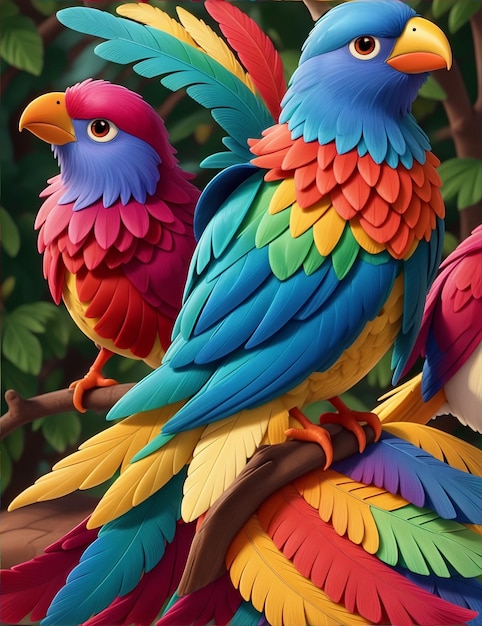 Foto hermosos pájaros coloridos