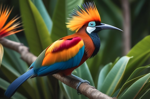 Foto hermosos pájaros tropicales sentados en una rama en la jungla