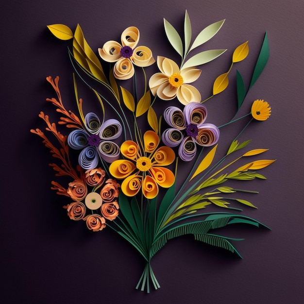 Hermosos patrones de artesanía de quilling de papel, diseño de arte, arte generado por IA