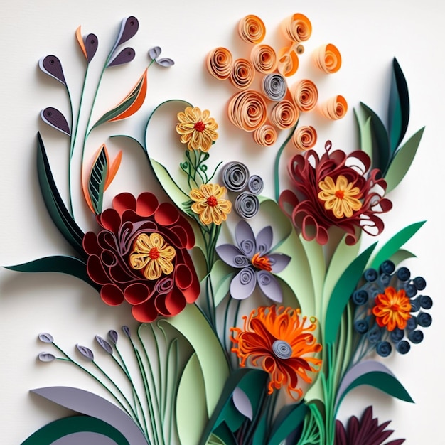 Hermosos patrones de artesanía de quilling de papel, diseño de arte, arte generado por IA