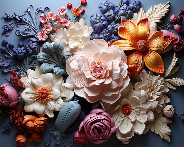 Hermosos patrones de decoración de diseño floral brillante en azulejos de porcelana