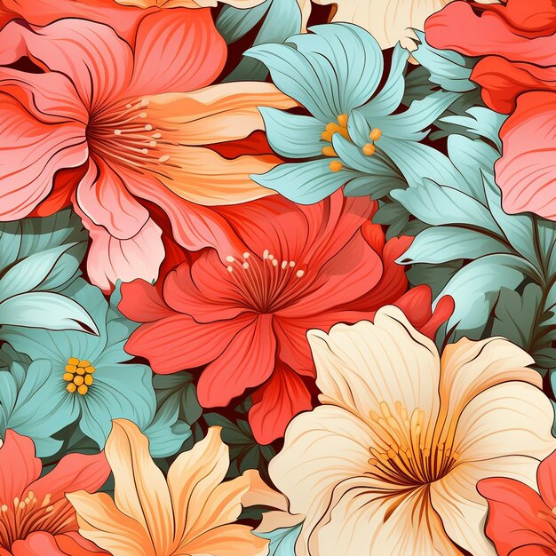 Foto hermosos patrones florales sin costuras