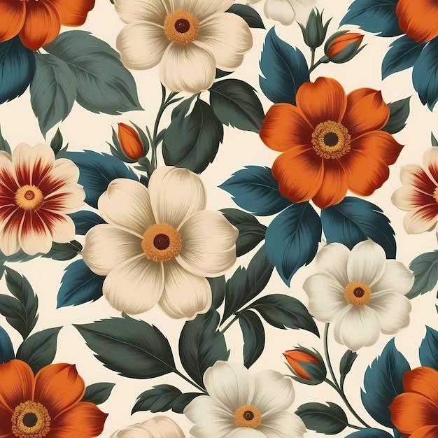 Hermosos patrones florales ilustración fondo floral estilo vintage generado por Ai
