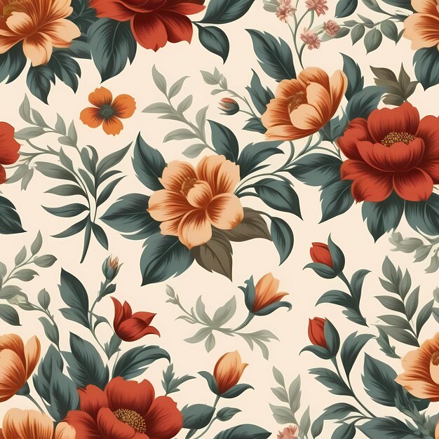 Foto hermosos patrones florales ilustración fondo floral estilo vintage generado por ai