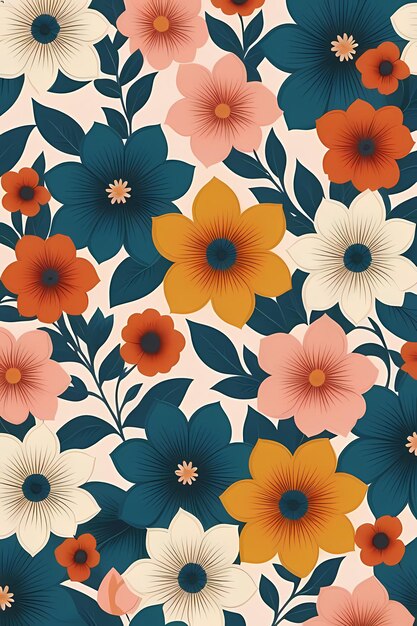 Hermosos patrones florales ilustración fondo floral estilo vintage generado por Ai