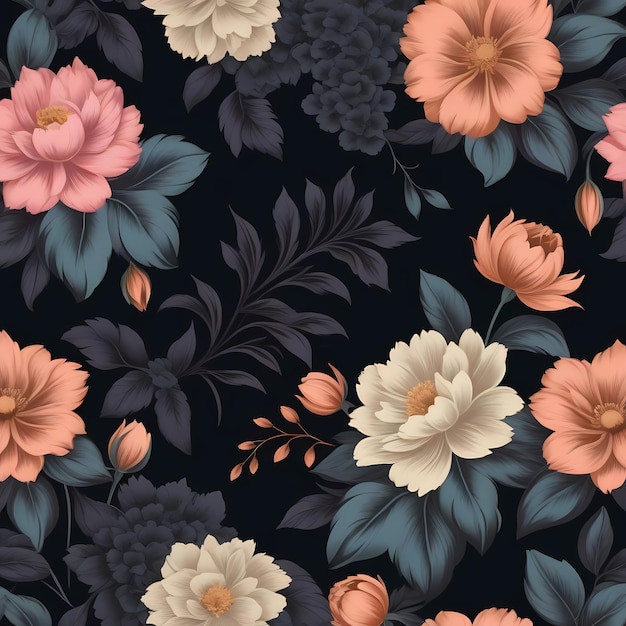 Hermosos patrones florales ilustración fondo floral estilo vintage generado por Ai