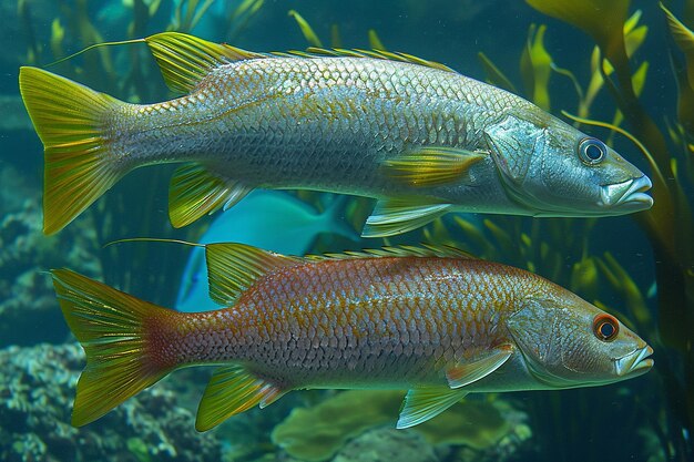 Hermosos peces bajo el mar