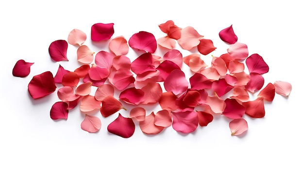 Hermosos pétalos de flores rosadas con fondo blanco