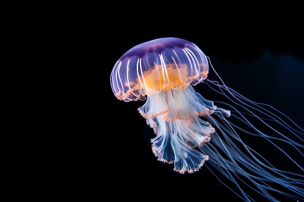 Hermosos reflejos de luz en las medusas en el acuario