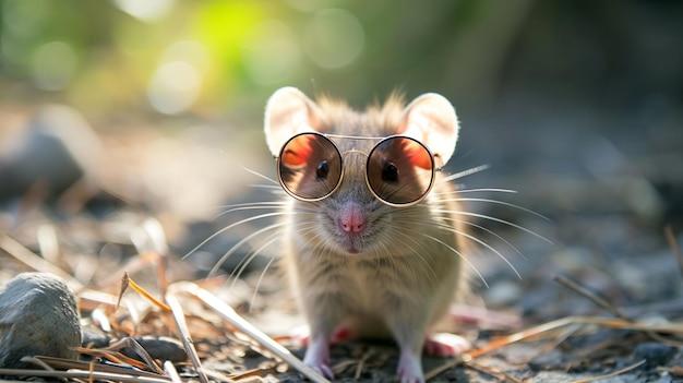 Hermosos retratos de ratones con gafas de sol Generativo Ai