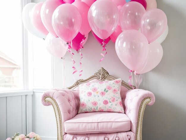 Hermosos sillones y globos de decoración