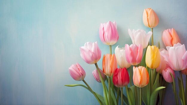 Hermosos tulipanes en colores pastel enfoque selectivo IA generativa