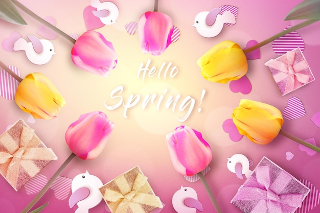 Hermosos tulipanes Fondo de naturaleza primaveral para banner web y diseño de tarjetas