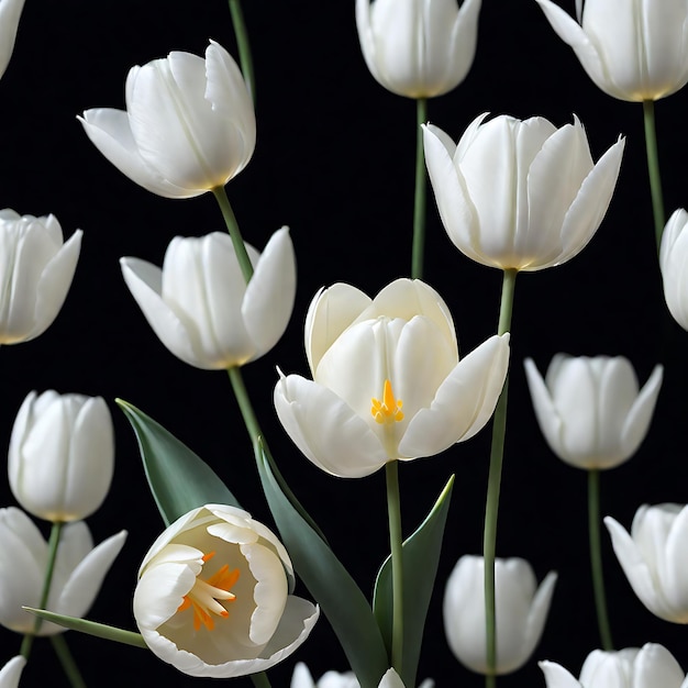 Hermosos tulipanes en el fondo de un ramo de flores coloridas