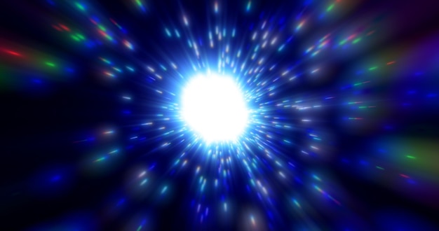Hermosos túneles azules abstractos hechos de rayas digitales futuristas y líneas brillantes
