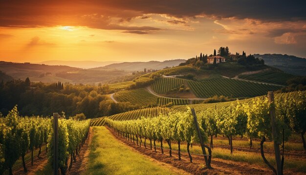 Foto hermosos viñedos viaje por la toscana italia