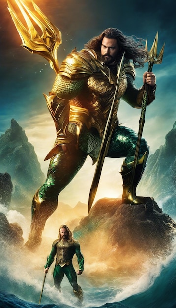 Herói Aquaman Rei Atlantis Trident Oceano DC Comics Liga da Justiça Super-herói