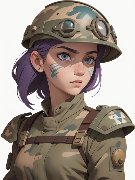 Foto heroína militar em 2d camoclad soldier girl