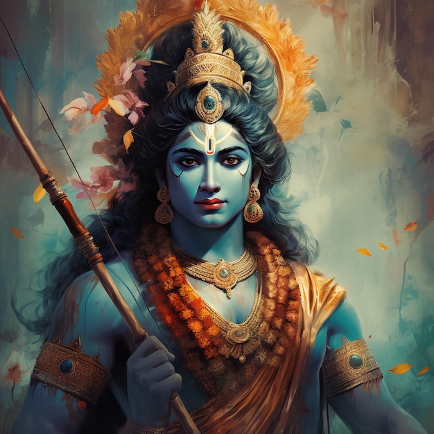 Herr Rama mit Bogenpfeil für Shree Ram Navami Generative Ai