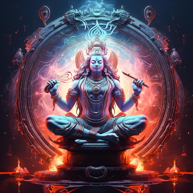 Herr Shiva, umhüllt von mystischen meditativen Lichtern