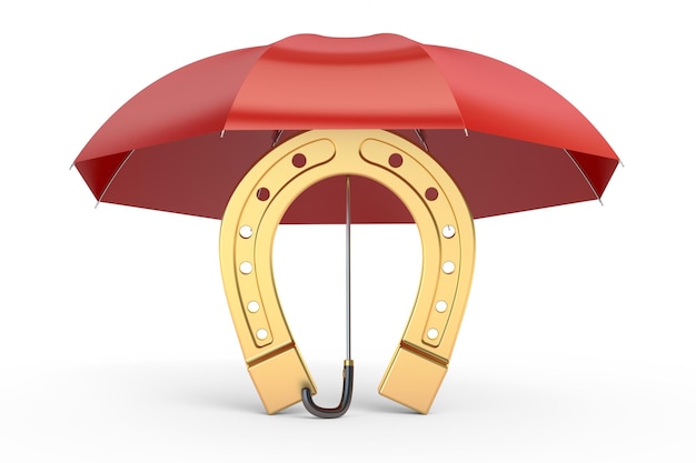 herradura con paraguas protege tu suerte renderizado 3D