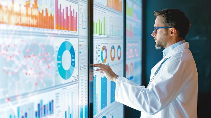 Foto las herramientas de análisis de datos ayudan a los médicos a analizar las tendencias en los resultados de los pacientes y la salud de la población